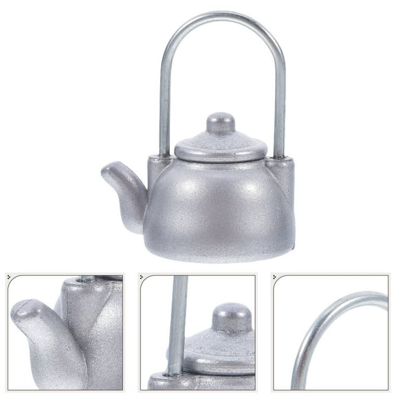 WHAMVOX Dollhouse Kettle Alloy Miniature Teapot Tea Kettle Model Water Container Metal Kitchen Accessories For Toy House Decoration Kids Toy