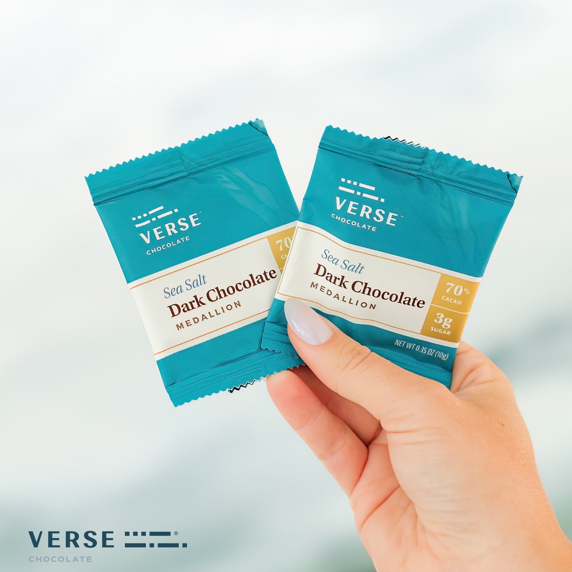 Verse Dark Chocolate Sea Salt Squares - Gluten Free, Keto Low Sugar Snack - Creamy 70% Cocoa Dark Chocolate - Only 3g Cane Sugar - Individually Wrapped Vegan Cacao Fine Chocolates Squares (30 Count)