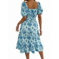 thumbnail image 6 of Women Summer Ruffle Off Shoulder Floral Midi Dress Summer Smocked Beach Flowy Long Dresses L, 6 of 9