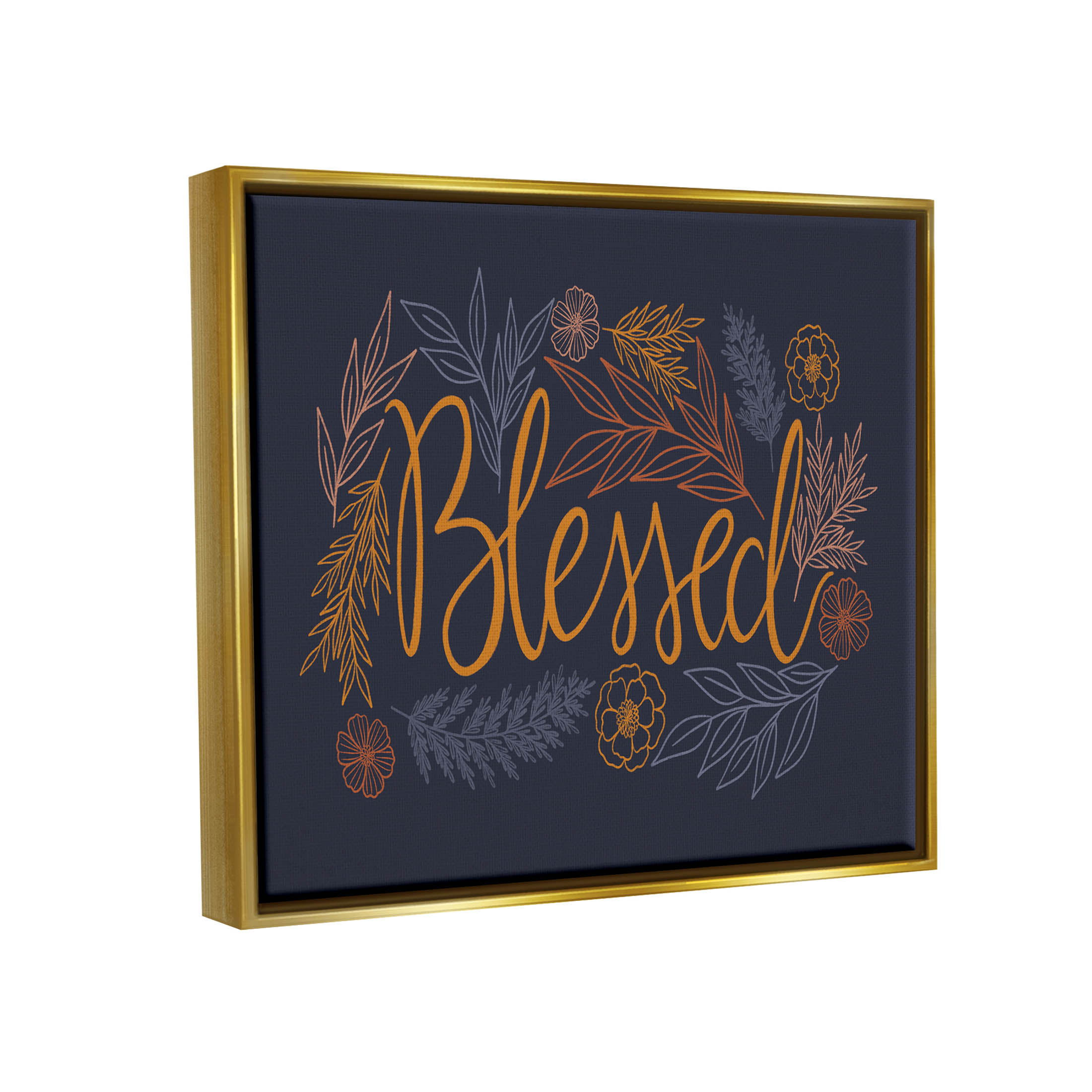 Blessed Botanical Herb Flowers Botanical & Floral Graphic Art Metallic Gold Framed Art Print Wall Art
