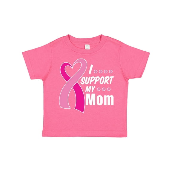 Inktastic Breast Cancer Awareness I Support My Mom with Pink Ribbon Boys or Girls Toddler T-Shirt