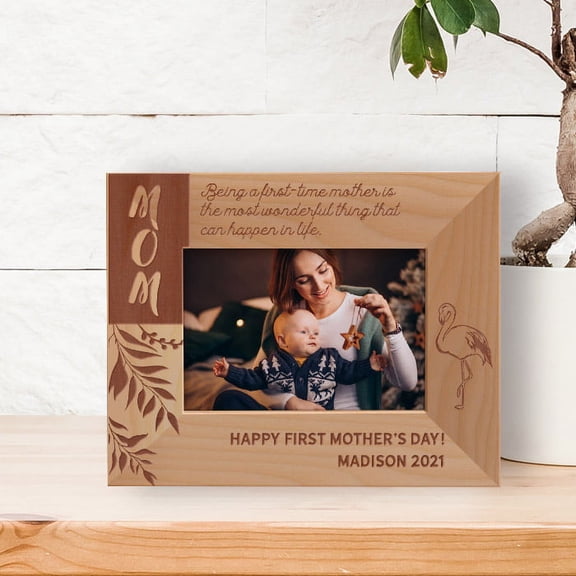 Being A First-Time Mother Is The Most Wonderful Thing That Can Happen In Life Personalized Wooden Frame-5" x 3 1/2" Brown Horizontal