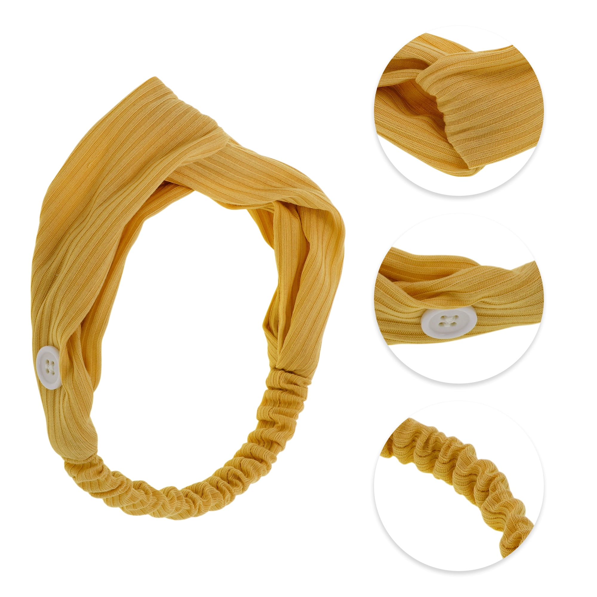 Unique Bargains Button Stripe Elastic Headwrap 1 Pc Ginger