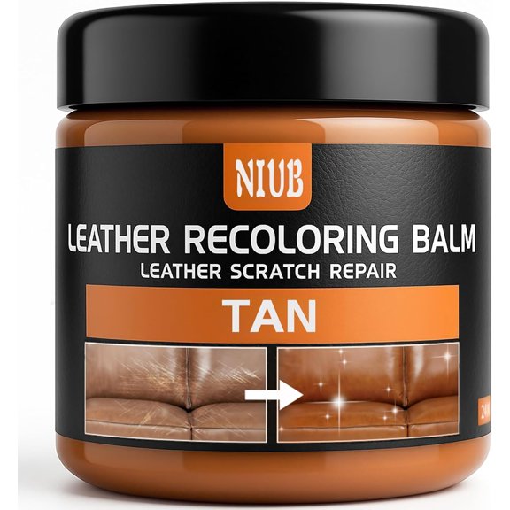 Leather Recoloring Balm Color Restorer Scratch Repair Paint for Furniture Couches Car Seats Shoes Bags Dye and Restores Faded Scratched Leather-TAN