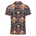 thumbnail image 5 of Colorful Collection of Skulls And Flowers Men Zipper T-shirt Summer Casual Short Sleeve T-shirt Top, 5 of 7