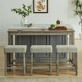 thumbnail image 2 of Jopath 4 Piece Bar Table Set with Power Outlet,Rustic Counter Height Bar Dining Table with 3 Upholstered Stools,Kitchen Table Set for Living Room, Dining Room, Game Room,Brown, 2 of 14