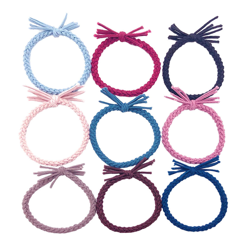 9pcs Weave Knot Simple Stretch Hair Ties Elastic Hair Ring Ponytail