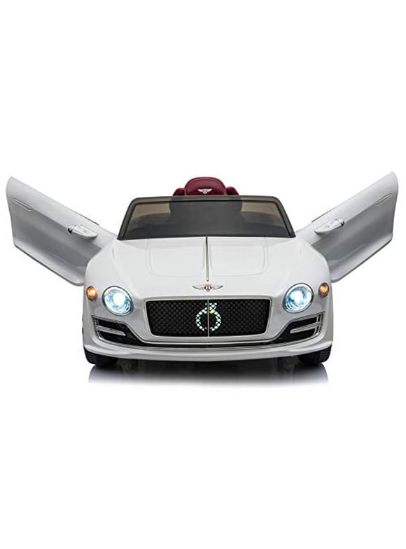 Rock Wheels Licensed Bentley EXP12 Kids Ride on Toy Car, 12V Battery Powered Children Electric 4 Wheels w/ Parent Remote Control, Foot Pedal, 2 Speeds, Music, Aux, LED Headlights (White)