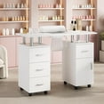thumbnail image 2 of Professional Nail Tech Station with Electric Downdraft Ventilation, Locking Casters & Storage Drawers, 43” Salon Manicure Table with Wrist Cushion & Dust Collector, 2 of 8