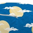 thumbnail image 3 of Chinese Pouf Cover with Zipper, Illustration of Moon and Cloud on Chinese Wave Circle Background, Soft Decorative Fabric Unstuffed Case, 30" W X 17.3" L, Blue Cream and White, by Ambesonne, 3 of 5