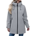 thumbnail image 6 of zejinsd Long Coat for Women Warm Windproof Autumn Winter Outerwear Stylish Stand Collar Hooded Jacket Solid Color Relaxed Fit Mid-Length Coat, 6 of 8