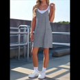 thumbnail image 4 of Vestido de Verano para Mujer 2025, Minivestido Informal Sin Mangas con Tirantes Finos y Bolsillos Gris S, 4 of 8