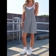 thumbnail image 4 of Vestido de Verano para Mujer 2025, Minivestido Informal Sin Mangas con Tirantes Finos y Bolsillos Gris M, 4 of 8