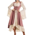 thumbnail image 2 of LEKWK Renaissance Dress Women Plus Size Lace Up Corset Ruffled Medieval Pirate Costume Off Shoulder Bell Long Sleeve Ren Faire Dresses, 2 of 5