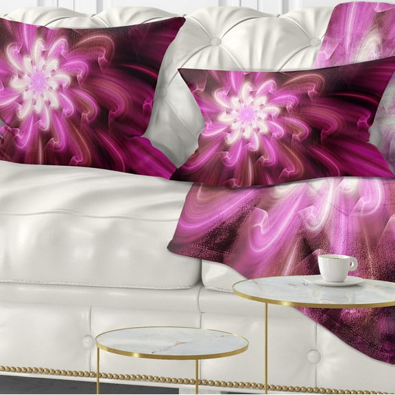 Designart Exotic Dance of Purple Flower Petals - Floral Throw Pillow - 12x20