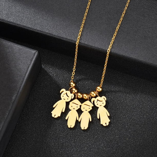 Colgante de acero inoxidable para niños y niñas, collar personalizado para mujeres y niños, collares con cuentas de fecha y nombre grabado, regalo de joyería familiar Dengxun unisex