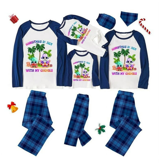 Pijamas familiares navideños a juego, conjuntos de pijamas verdes, My Gnomies, en julio