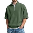 thumbnail image 3 of Waffle Polo Shirts for Men Summer Casual Fashion Short Sleeve Stand Collar Quarter Zip Pullover Plain Tshirts, 3 of 5