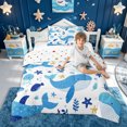 thumbnail image 2 of meiyoeat Cute Ocean Jellyfish Star Whale Twin Comforter Sets for Boys Girls, Kawaii Marine Wildlife Bedding Set, Blue White, Polkadot Reversible, 2-Piece, 1 Comforter and 1 Pillowcase, 2 of 5