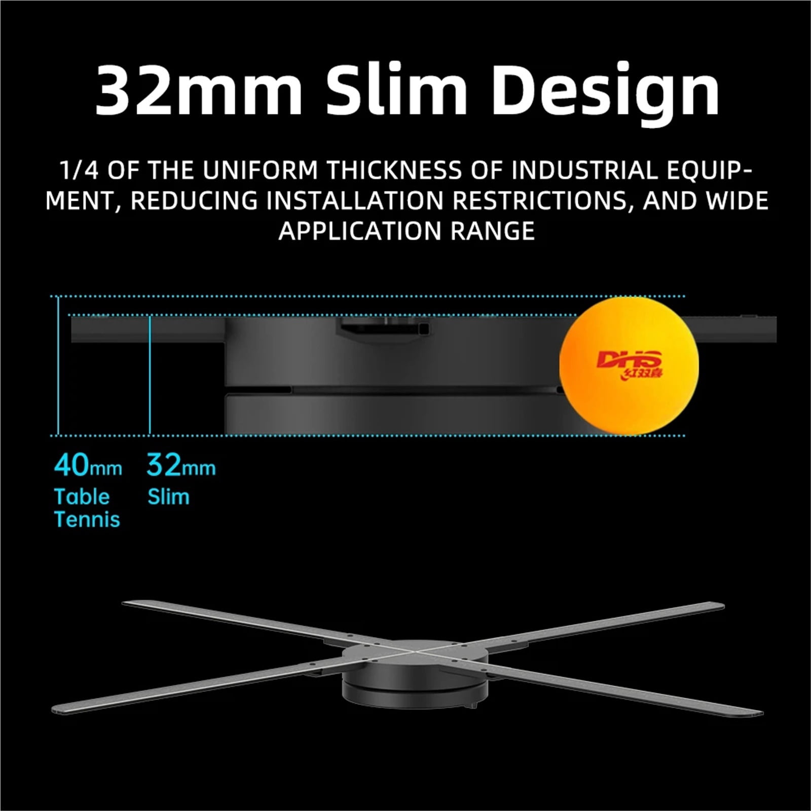 65CM 4 Blades Advertising Display Technology Holographic LED Fan Billboard 3D Hologram Pictures Video Technology Projector