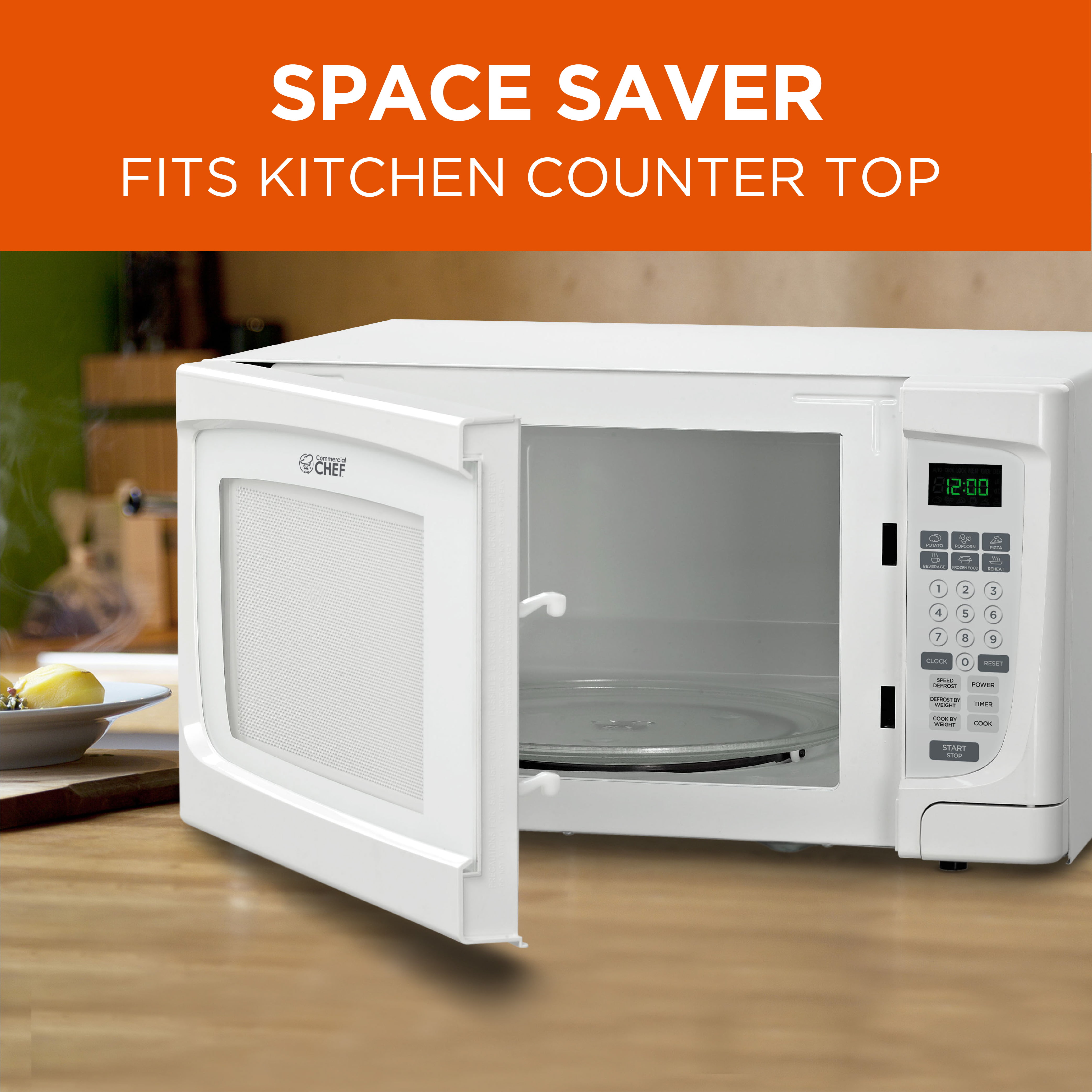COMMERCIAL CHEF 0.6 Cubic Foot Microwave with 6 Power Levels