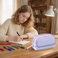 thumbnail image 3 of Double Layer Extra Large Pencil Pouch Two Way Zipper Portable Pen Organizer Multifunctional Stationery Storage Purple, 3 of 3