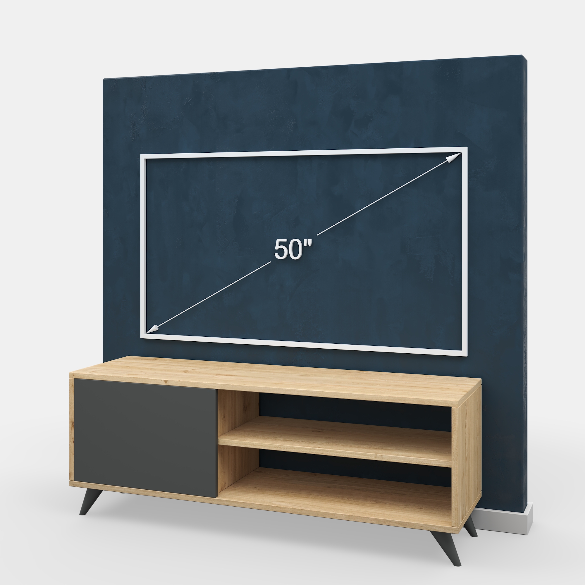 Ada Home Décor 2 Tier Venga TV Stand with Doors for TVs up to 53", Oak