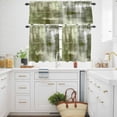 thumbnail image 3 of Collage Theme Kitchen Curtains Valances and Tiers Set of 3 Abstract Sage Green Oil Painting Texture Tier Curtains and Valance with Rod Pocket for Small Windows, 27.5"x36", 3 of 9