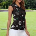 thumbnail image 2 of Yuyamidu Snowflake Golf Tops Women Music Note Golf Shirts Sleeveless Collared Tennis Shirt Christmas Quarter Zip V Neck Slim Fit Activewear Size L, 2 of 8