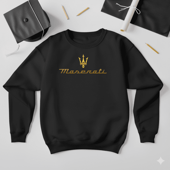 Black Maserati Luxury Car Style Golden Trim Auto Enthusiast Sweatshirt V71063, up to size 5XL