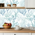thumbnail image 5 of Peel and Stick Wallpaper Contact Paper Delicate Watercolor Seaweed Coral Soft Blue Tones Self Adhesive and Removable 23.6in x 118in, 5 of 8
