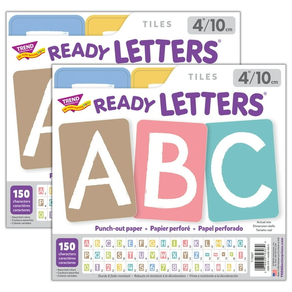 TREND Garden Path 4" Tiles Uppercase Ready Letters, 150 Pieces Per Pack, 2 Packs