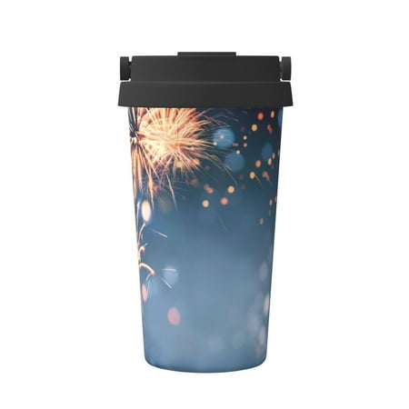 

Adobk Gold And Blue Fireworks Print Stainless Steel Coffee Mug -Vacuum Insulated Coffee Tumbler - Leakproof Travel Mugs Insulated for Hot & Cold Drinks