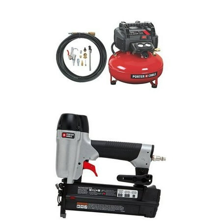 PORTER-CABLE C2002-WK Oil-Free UMC Pancake Compressor with 13-Piece Accessory Kit with 2-Inch 18GA Brad Nailer