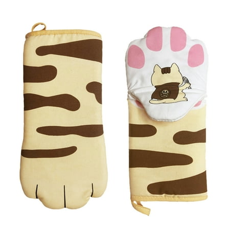 

2pcs Protective Oven Mitts Useful Heat Resistant Cooking Mittens Baking Gloves