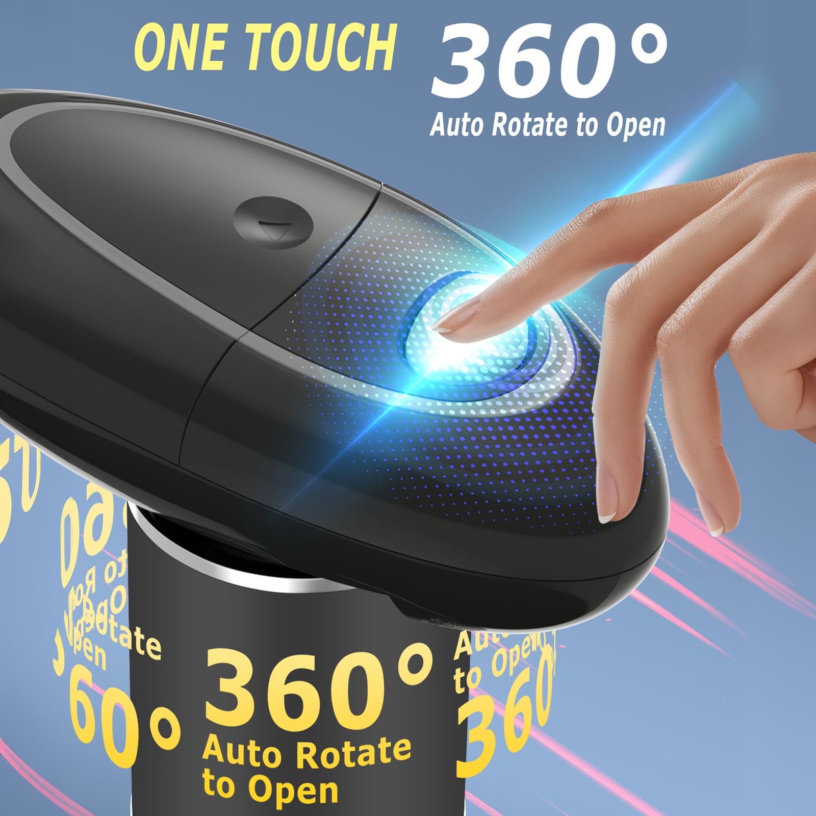 Electric Can Opener, One-Touch Automatic Can Opener with Smooth Edge, Battery Operated Handheld Can Opener for All Can Sizes, Best Kitchen Gadget for Seniors, Arthritis, and Weak Hands, Gifts (Black)