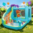 thumbnail image 3 of Ktaxon 7-in-1 Inflatable Water Slide Bounce House with Blower, 147" x 118" x 87", Curved Slide Water Park w/ Splash Pool, Bounce Area & Climbing Wall, Kids Backyard, 3 of 14