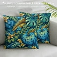 thumbnail image 3 of GOSMITH Turquoise Blue Tropical Palm Trees Leaves with Yellow Orchid Flowers Satin Pillowcase for Hair and Skin, Cooling Pillow Cases, Soft Slip Bed Pillow Cover White, 3 of 5