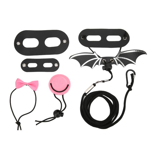 Reptile Harness and Leash Adjustable Lizard Traction Rope Hat Bowtie Set for Small Pet Animals(Pink Hat Set Leash S)