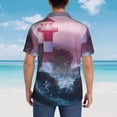 thumbnail image 3 of Lsque lighthouse Waves Torrential Rain pattern Hawaiian Shirt for Men, Unisex Summer Beach Casual Short Sleeve Button Down Shirts-XX-Large, 3 of 9