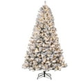thumbnail image 2 of Festisoul Christmas Tree with Light, 9ft Snow Flocked Full Xmas Tree with 2096 Branch Tips & 900 Warm White LED Light, Prelit Christmas Tree for Home, Office Decoration, 2 of 6