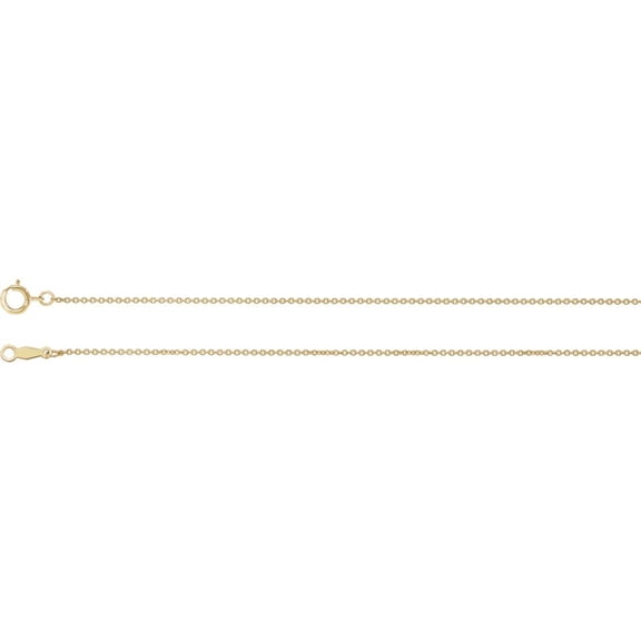 10k Yellow Gold 1mm Necklace - 1.4 Grams - 20 Inch Polished Solid Cable Chain With Spring Ring