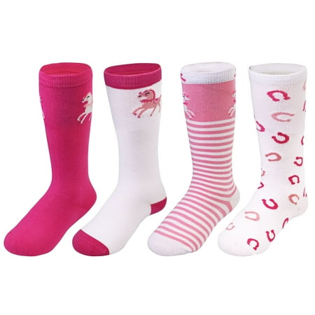 

Harrison Howard Toddler Socks Christmas Gift Athletic Equestrian Socks for Children Youth Girl 4 - Pack Pink - Medium