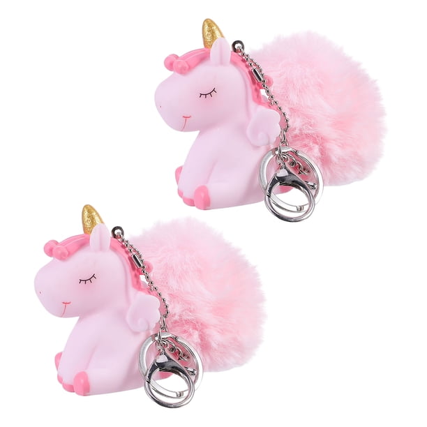 TABLETREANDS 2Ud Llavero Unicornio Rosa Con Pom Pom De PVC Y Encantador Para Decorar Y