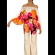 thumbnail image 2 of Conjunto de Dos Piezas Holgado de Otoño para Mujer, con Hombros Descubiertos, Estampado, Larga, Informal, para Salir, Pantalones Anchos Color Naranja XXL, 2 of 7