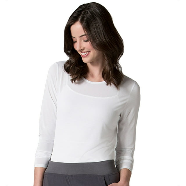 Maevn Uniformes T-Shirt sous-Blouse Uni Antimicrobien à Manches Longues pour Femmes