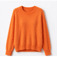 thumbnail image 6 of lcziwo Merino Wool Crewneck Sweater Women Warm Long Sleeve Crewneck Knitted Sweaters Fall Winter Casual Soft Undershirts Daliy Orange,XXL, 6 of 7