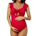 thumbnail image 3 of Sociala Square Neck Maternity Bathing Suit Cutout Modest One Piece Pregnancy Swimsuit, 3 of 6