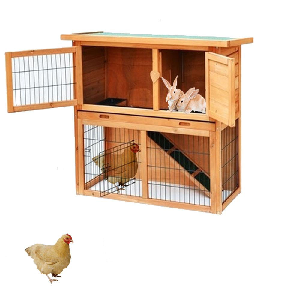 36" Wooden Rabbit Bunny Hutch Chicken Coop Hen House Poultry Cage Animal House 
