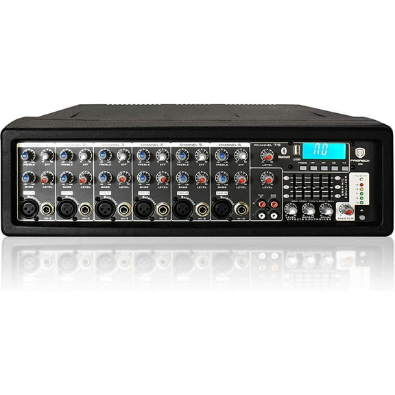 PRORECK MX8 2500 P.M.P.O 8 Channel Compact Studio Powered Mixer with Built In Effects & USB Audio Interface for Party/Meeting/Wedding